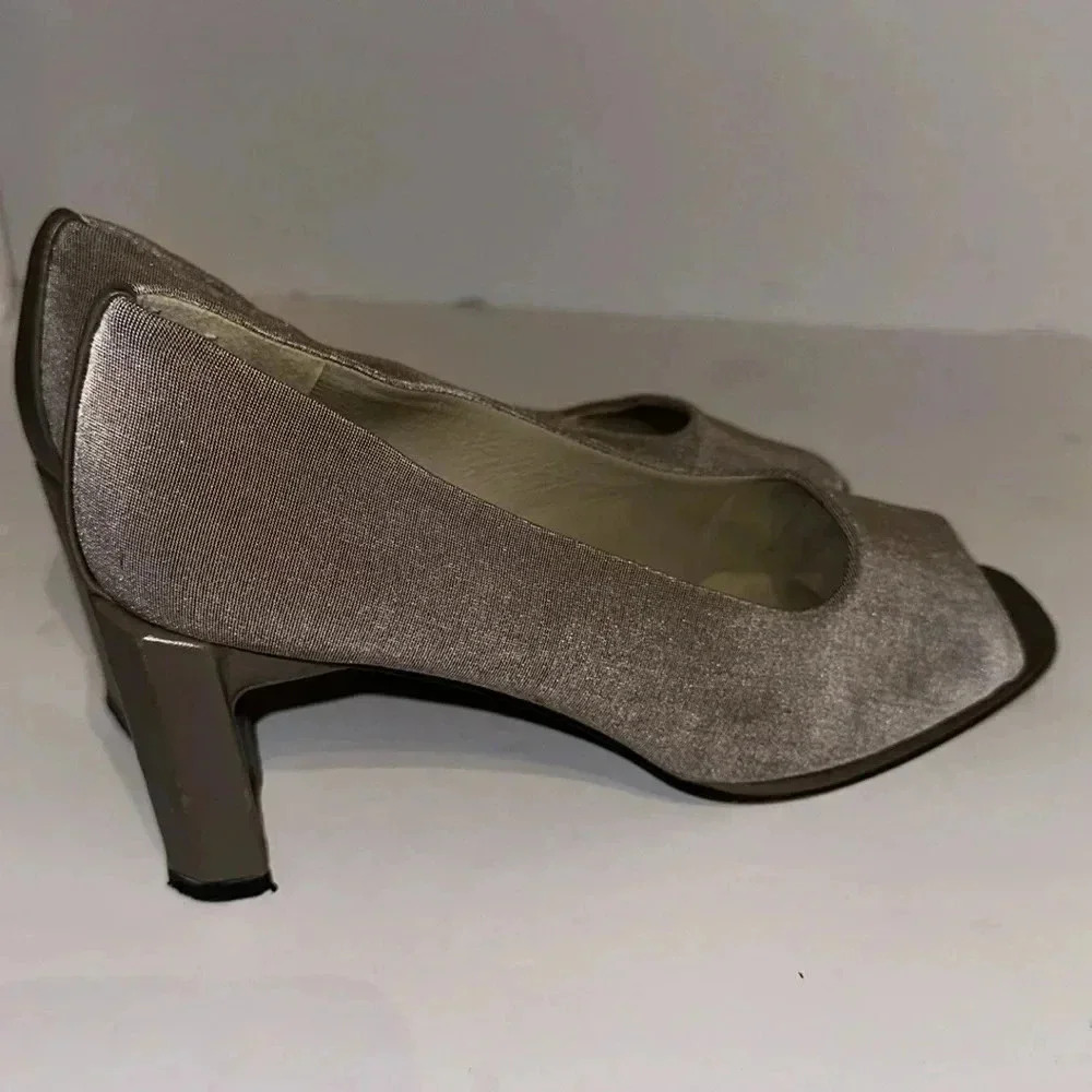 Stuart Weitzman Square Open Toe Textile Textured … - image 5